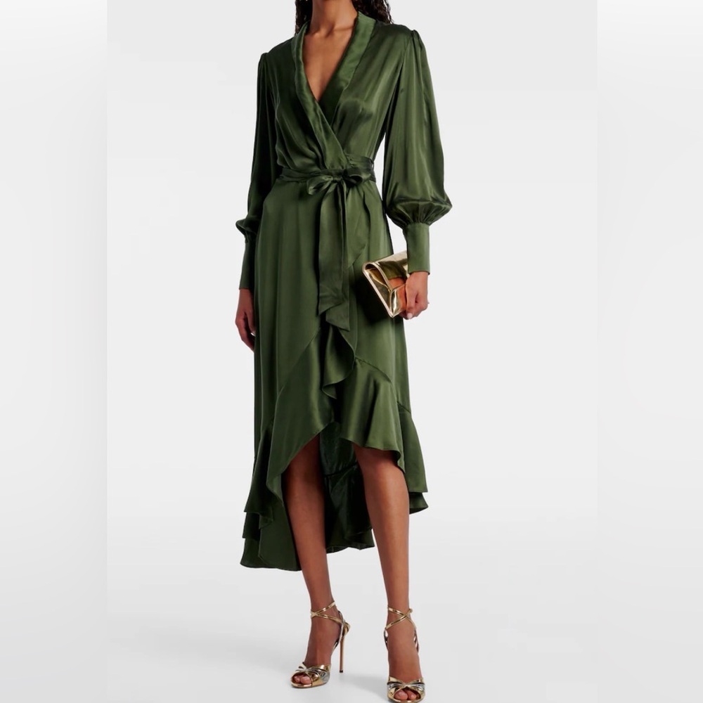 ZIMMERMANN Asymmetric silk satin wrap dress Size 0 / US 4